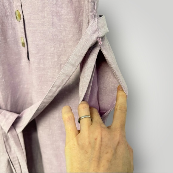 Madewell Linen-Cotton Pleat-Sleeve Jumpsuit Pink Purple Sz 2 - Picture 3 of 10